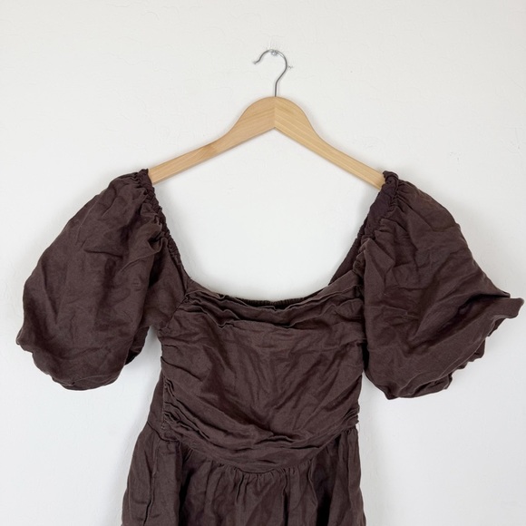DISSH Sara Chocolate Brown Puff Sleeve Mini Dress - Picture 5 of 10